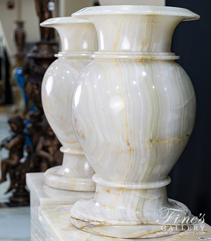 Marble Planters  - Onyx Urn Pair - MP-449